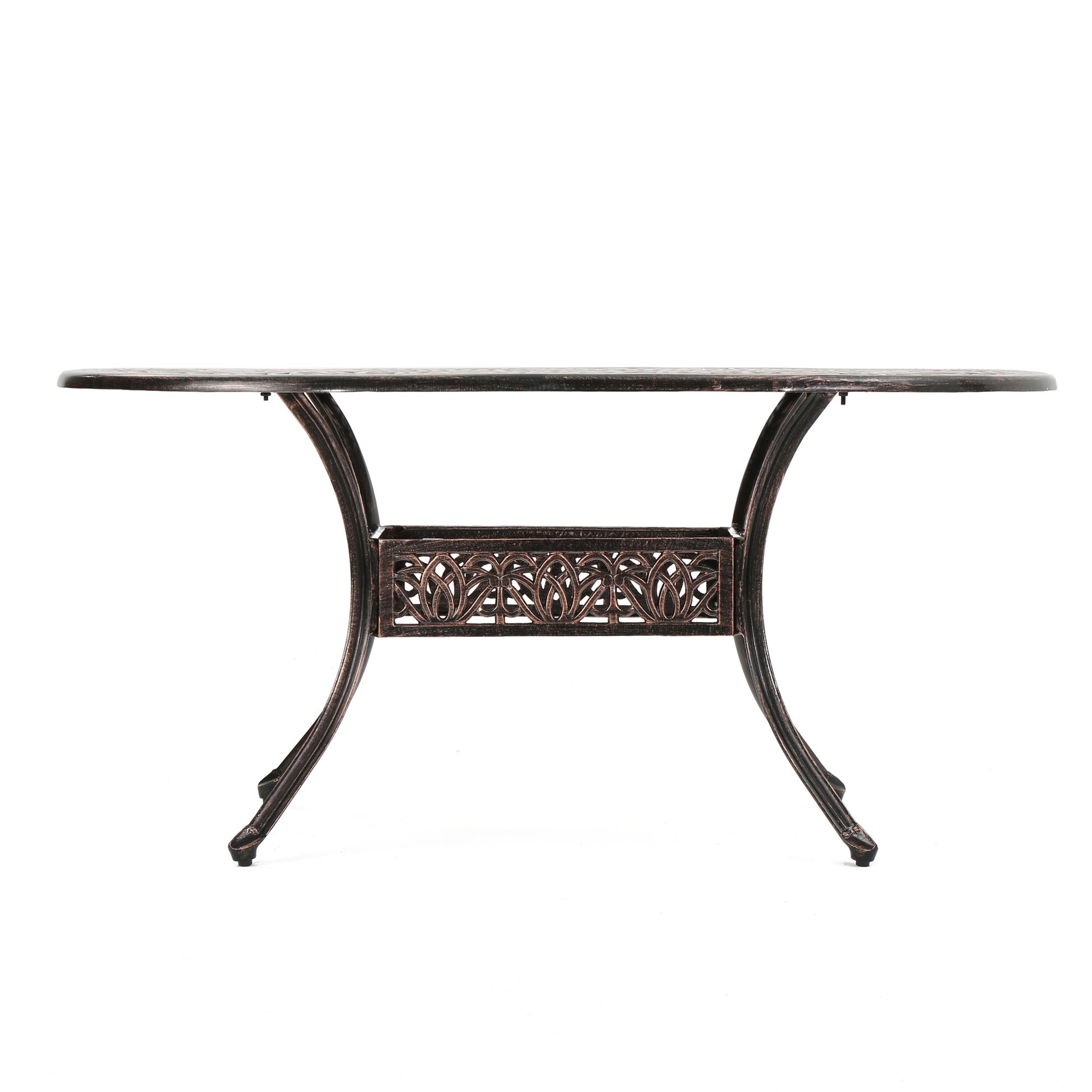 Tucson Cast Aluminum Dining Table, Shiny Copper Copper Aluminium