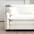 Oversize 3 Seater Sofa With One Footrest, L Shaped Sectional Sofa With Ottoman For Living Rooms, White Corduroy Sofa White Corduroy 3 Seat