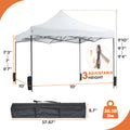 10 X 10Ft Pop Up Canopy Tent Easy Setup Outdoor Shade Instant Portable Sun Shelter Canopy Tent For Parties Camping Beach,White White Pe Rattan Iron Waterproof Fabric