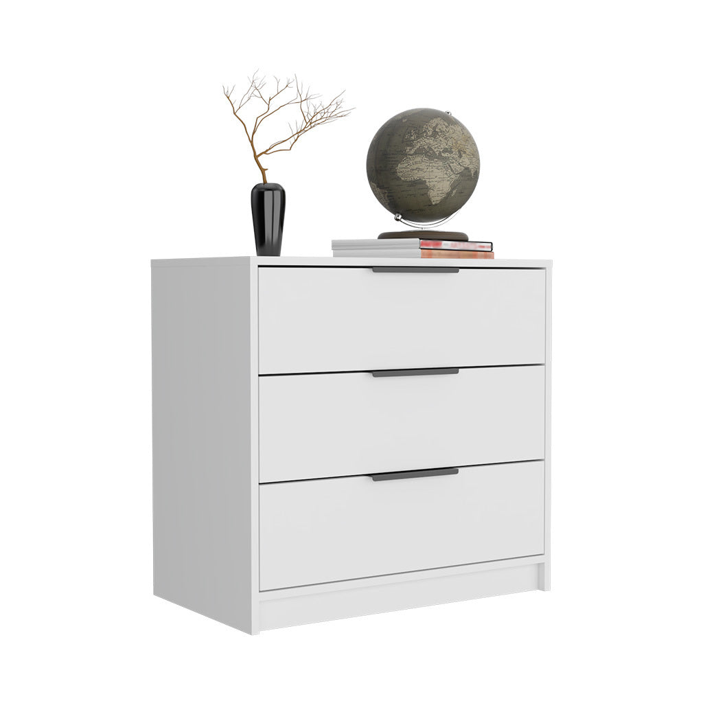 Dresser 27"H, 3 Drawers Dresser, Superior Top, White White Particle Board Particle Board