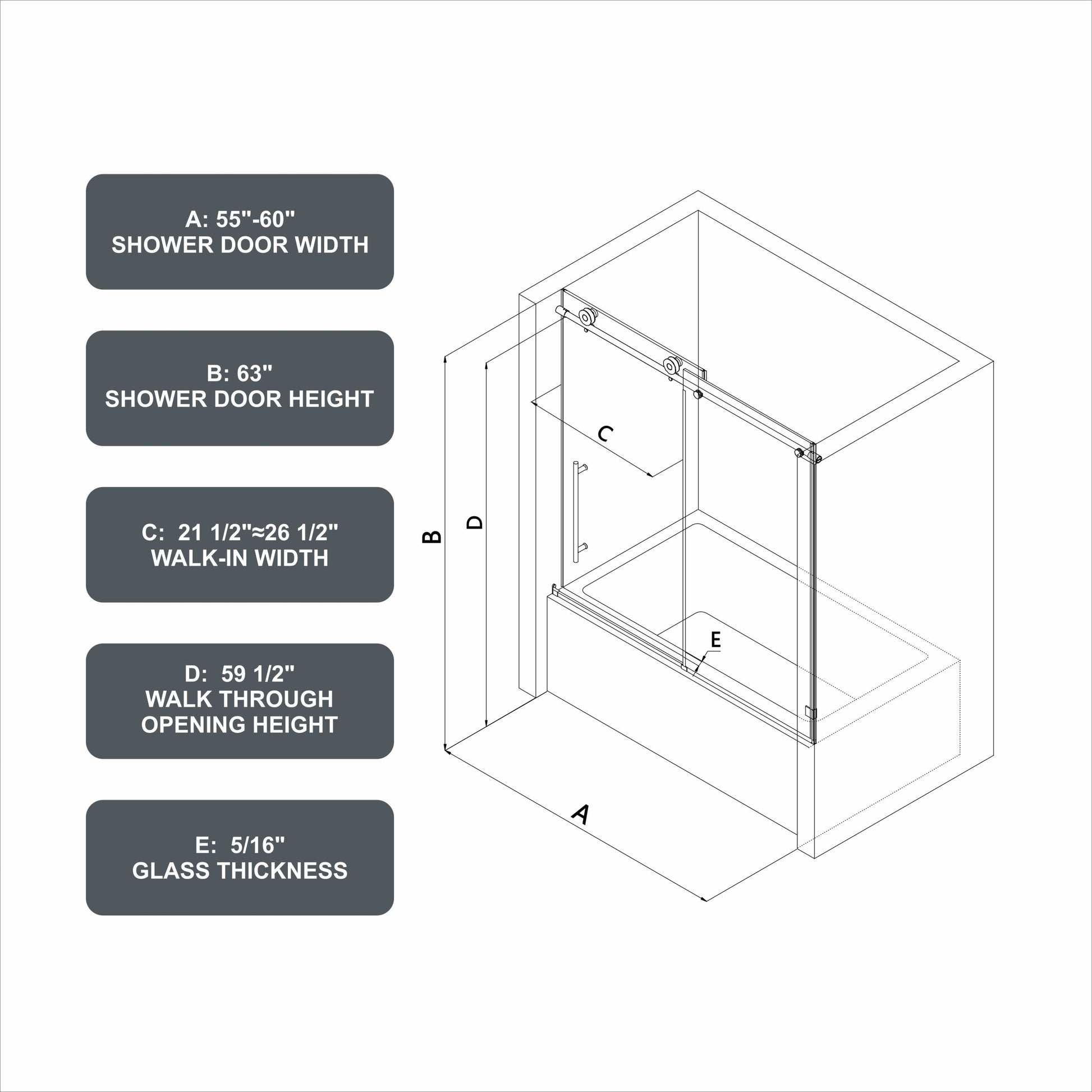 6063 Matte Black Frameless One Fixed And One Shifted Shower Door, 70Mm 304 Stainless Steel Large Pulleys With Adjustable Soft Closing Function,With Nano Easy Cleaning,Stick Explosion Proof Menbrance Matte Black Bathroom American Design,Minimalist Glass