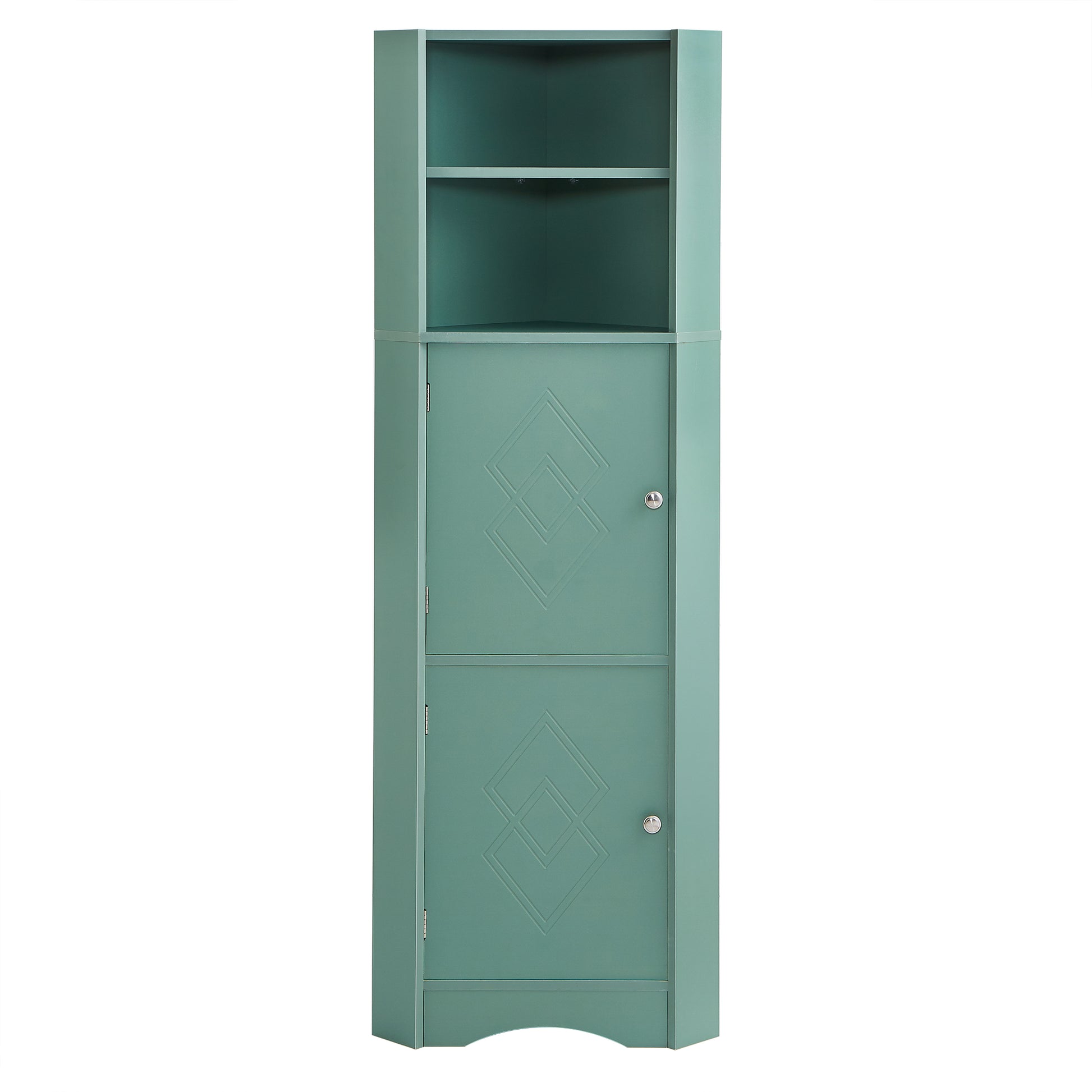 Tall Bathroom Corner Cabinet, Freestanding Storage Cabinet With Doors And Adjustable Shelves, Mdf Board, Green Green Mdf