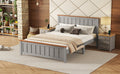 Queen Size Wood Platform Bed Wooden Slat Support, Vintage Simple Bed Frame With Rectangular Headboard And Footboard, Grey Box Spring Not Required Queen Grey Wood