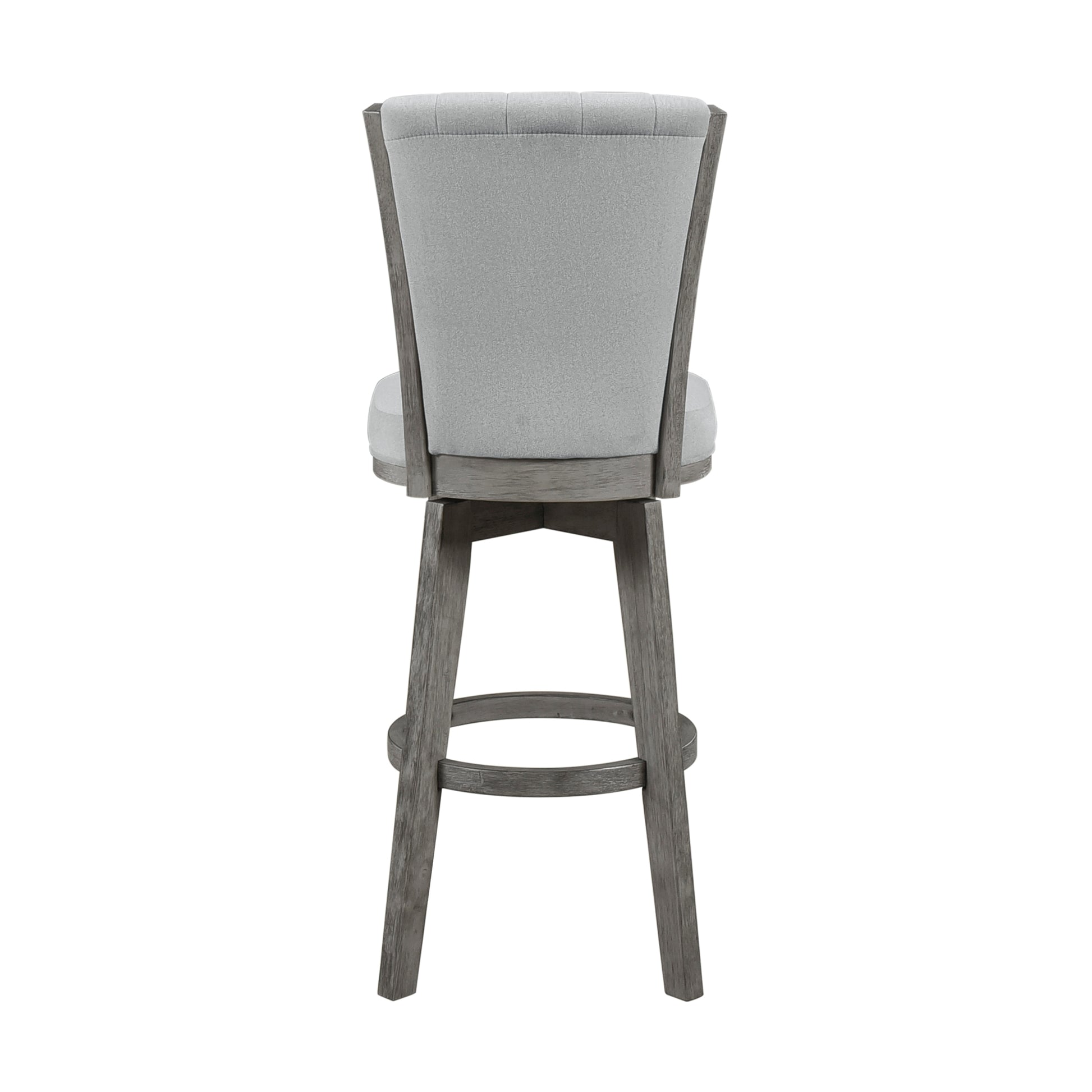 Gray Finish Set Of 2 Pub Height Chairs Swivel Seat Tufted Fabric Upholstered Solid Wood Dining Furniture Transitional Style Gray Dining Room Transitional Solid Wood