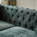 Chenille Pull Buckle Design Sofa For Living Room,Buttons Tufted With Copper Nail Decoration Armrest, Modern Couch Upholstered Button And Metal Legs Green Foam Chenille 5 Seat