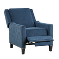 Modern Home Furniture Reclining Chair 1Pc Blue Textured Fabric Upholstered Trim Solid Wood Frame Self Reclining Motion Chair Blue Polyester Wood Modern Solid Wood