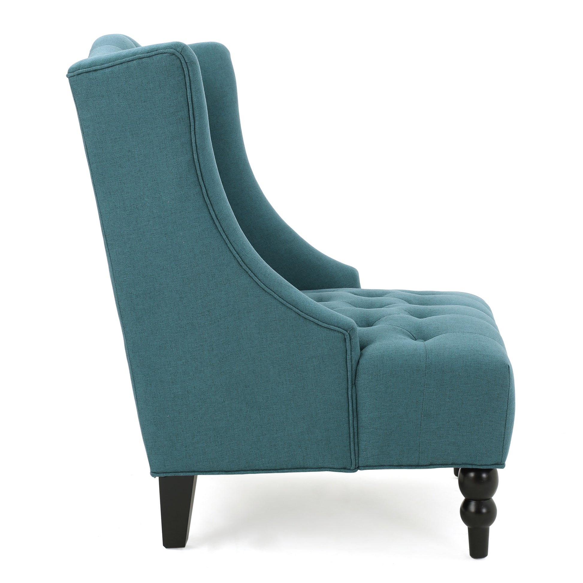 Upholstered Wingback Chair Teal Fabric