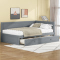 Twin Size Wood Daybed With Trundle And Guardrail, Gray Box Spring Not Required Gray Wood Solid Wood Mdf