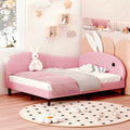 Full Size Upholstered Rabbit Shape Daybed, Sofabed With Rabbit Ear Headboard, Pink Full Pink Pu