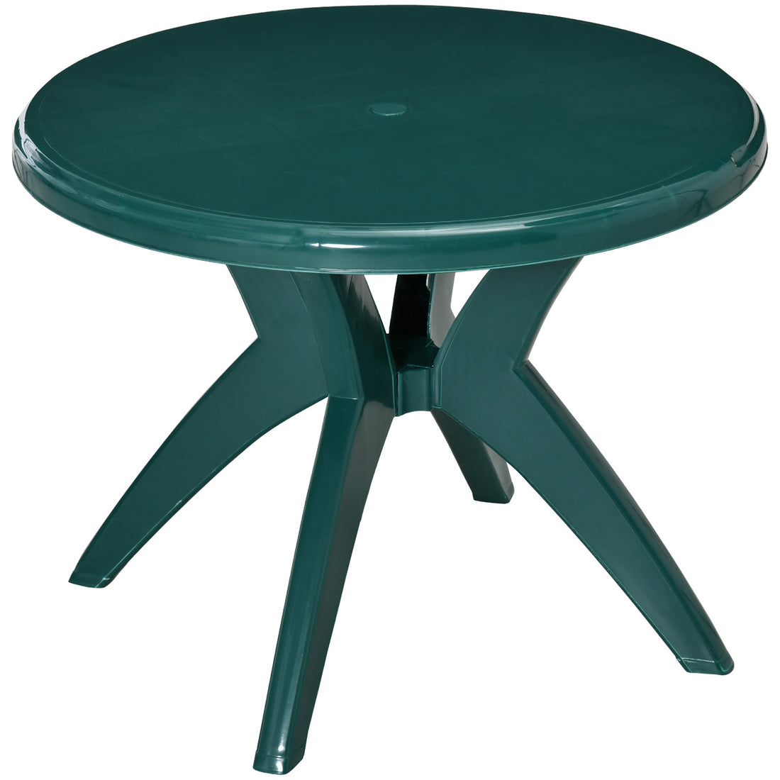 Outsunny 36.25" Dia Round Plastic Patio Table With Umbrella Hole, Outdoor Bistro Dining Table, For Bar, Garden, Backyard, Poolside, Yard, Green Green Polypropylene