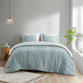 3 Piece Cotton Jacquard Comforter Set Aqua King Cal King King Aqua Cotton