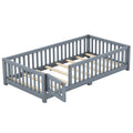 Twin Size Bed Floor Bed With Safety Guardrails And Door For Kids, Gray Old Sku: W158090685 Twin Gray Pine