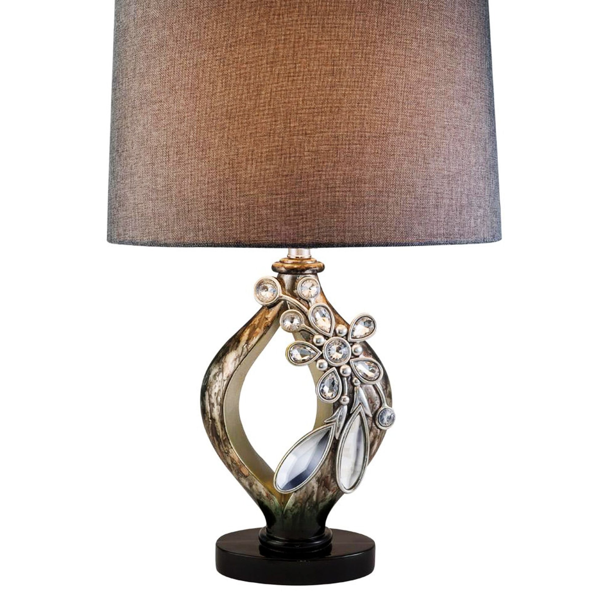 28.25" Tall Polyresin Table Lamp "Balleria", Crystal And Glass Accent Multicolor Metal