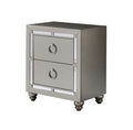 Chloe Gemstone Silver Nightstand Silver Grey Solid Wood Mdf