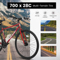 A27305 700C Ecarpat Road Bike, 21 Speed Disc Brakes,High Carbon Steel Frame Bike ,Racing Bike City Commuting Road Bicycle For Men Women Cycling Black Red Without Durable Garden & Outdoor Classic Multifunctional Polyurethane Foam Steel