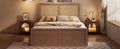 Queen Size Wood Storage Platform Bed With 4 Drawers, Rattan Headboard, Espresso Box Spring Not Required Queen Antique Espresso Wood Bedroom Bed Frame Wood Rattan