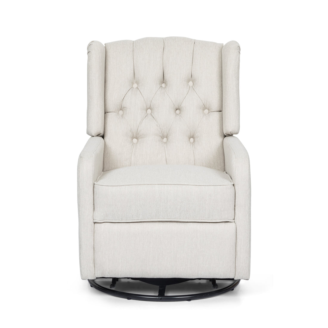 Classic Design, Manual Recliner Chair With 360 Degree Swivel Beige Fabric