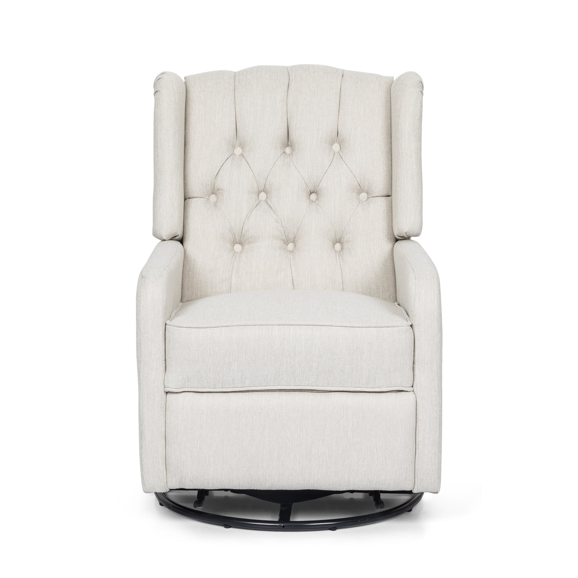 Classic Design, Manual Recliner Chair With 360 Degree Swivel Beige Fabric