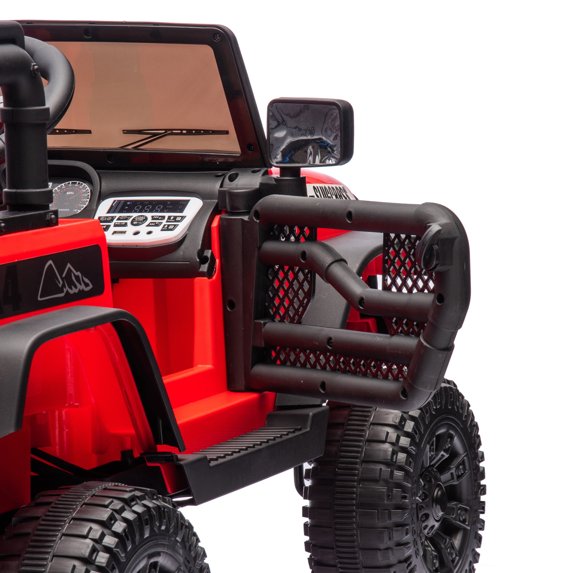 24V Kids Ride On Car W Parents Remote Control,400W Motor,Four Wheel Suspension,Adjustable Speed,Usb,Mp3,Music,Bluetooth,Large Display Screen,Power Display,Portable Handle,Safety Belt For Kids Aged 3 . Red 50 99 Lbs Polypropylene