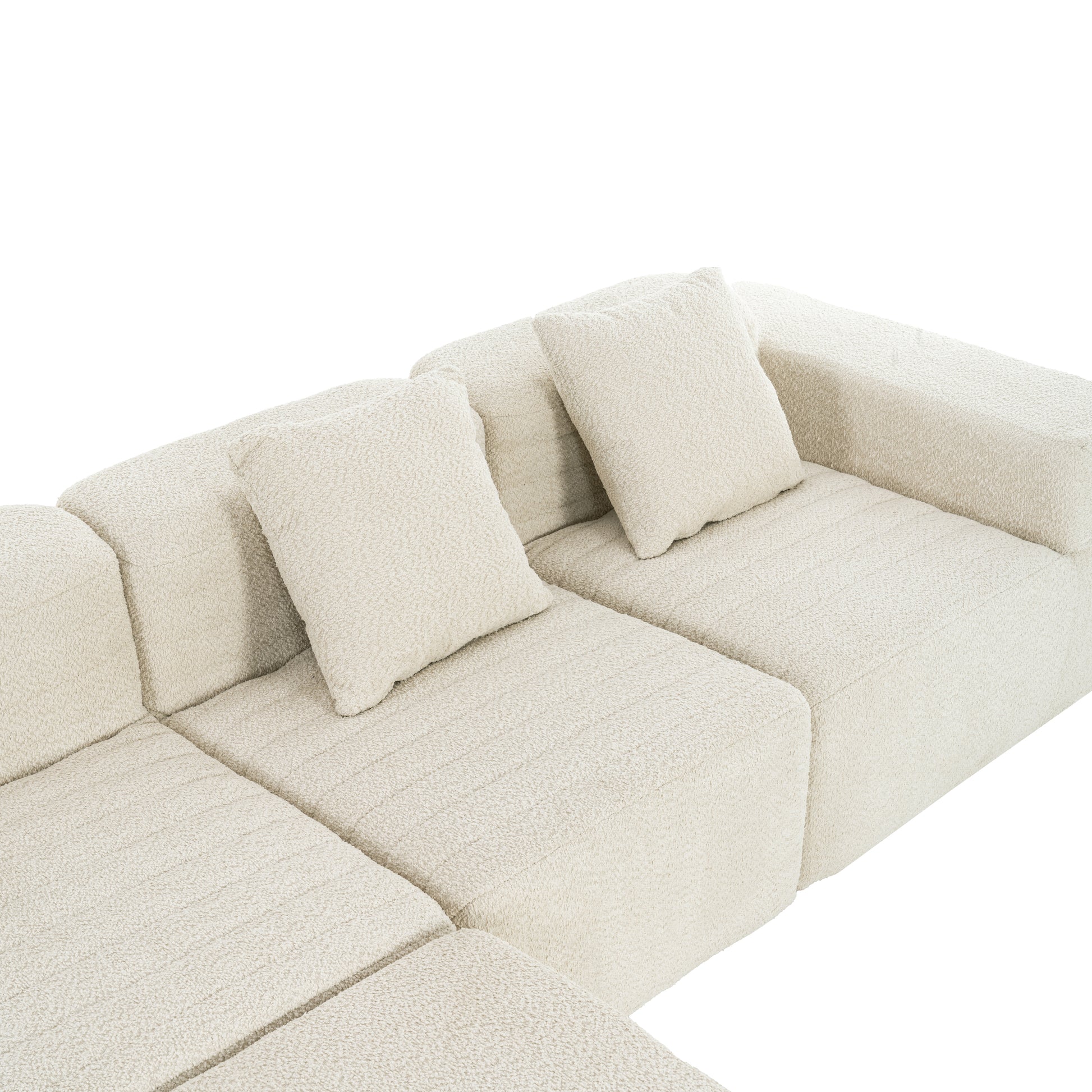 116.5" Sectional Sofa Full Compressed Sofa Couch Free Combined Sofa For Living Room, Beige Beige Foam Polyester 4 Seat