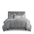 5 Piece Crinkle Velvet Comforter Set Silver Full Queen Full Silver Polyester