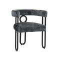 Coolmore Contemporary Designed Chenille Fabric Upholstered Accent Dining Chair Barrel Side Chairs Kitchen Armchair For Living Room Set Of 1 Gray Chenille Gray Primary Living Space Foam Chenille