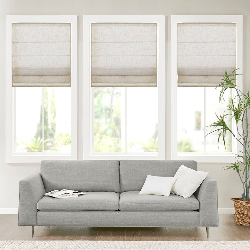 Linen Blend Light Filtering Cordless Roman Shade Natural Polyester