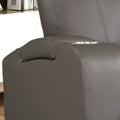 1Pc Modern Power Recliner Glued Solid Wood Frame Heavy Duty Steel Rail Upholstered Faux Leather Fabric Single Stitching Two Cup Holders Grey Color Grey Faux Leather Wood Primary Living Space Cushion Back Contemporary,Modern Foam Faux Leather