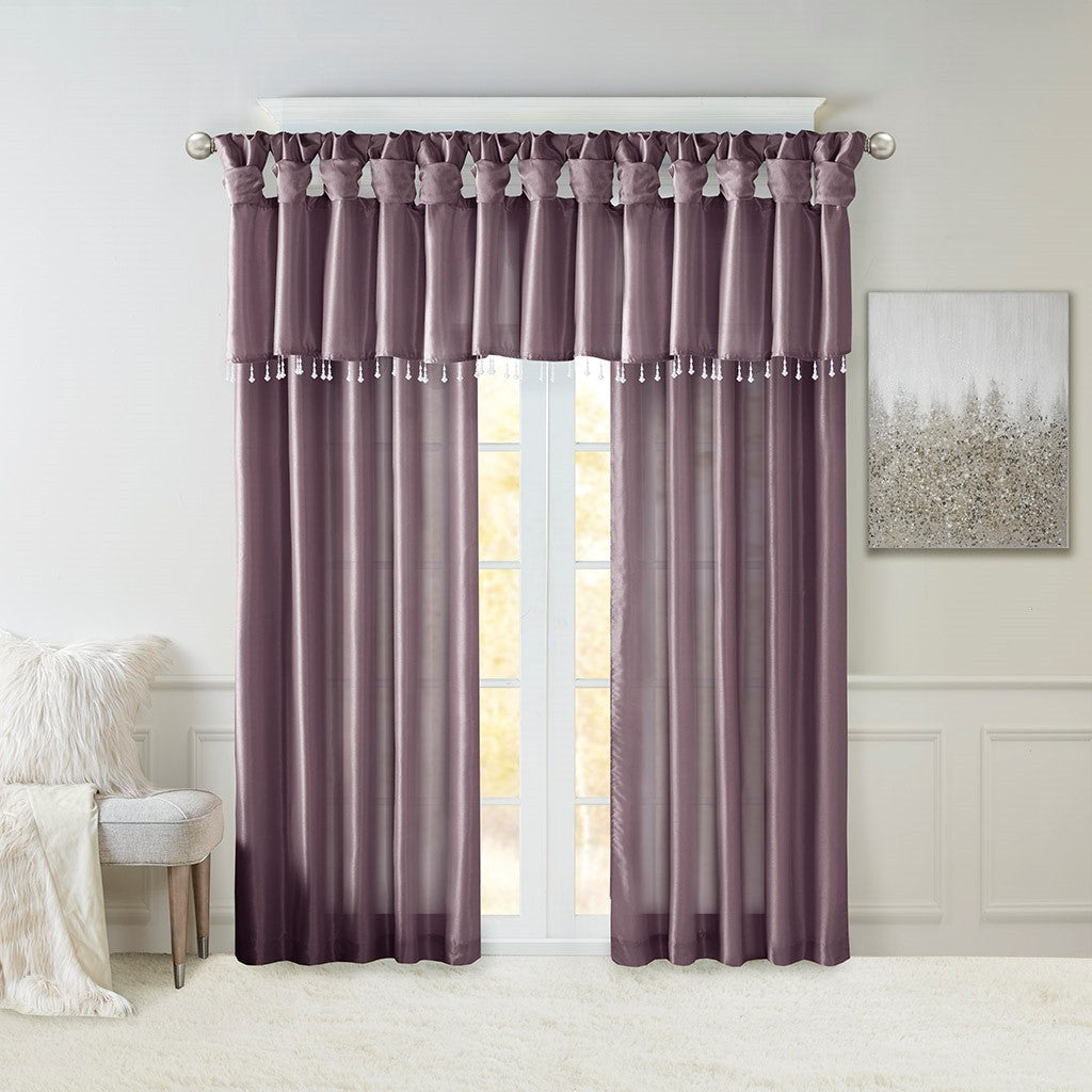 Twist Tab Lined Window Curtain Panel Only 1 Pc Panel Purple Polyester