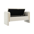 Modern Teddy Bed End Bench With Arms And Storage,Upholstered Large Foot Rest Stool, Comfy Window Vanity Bench For Living Room,Bedroom,Dorm,Coffee Table,Teddy Cream Cream Modern Storage Wood Internal