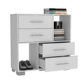 Krista Dresser, Two Open Shelves, Four Drawers White White Bedroom Modern Particle Board Particle Board