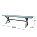 Modern Outdoor Aluminum Dining Bench, Dark Gray Dark Gray Aluminium