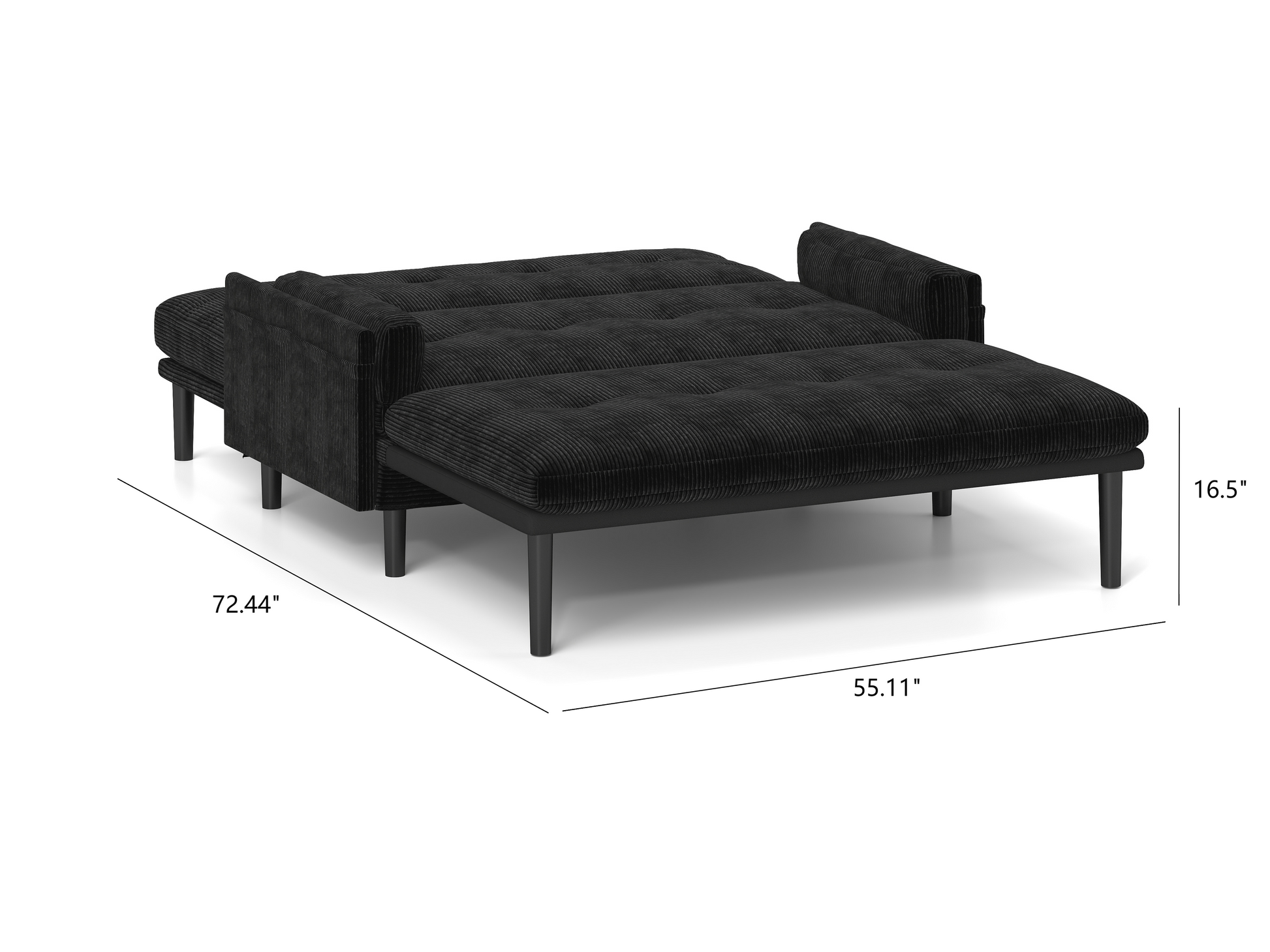 Black 2 Seater Sofa Sleeper With Recline Fuction Black Velvet Metal Primary Living Space Medium Soft Loose Back Pillow Top Arms Foam Fabric Metal 2 Seat