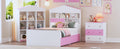 3 Pieces Bedroom Sets, Twin Size House Shaped Wooden Bed With Storage Drawers, Nightstand With Colorblock Design And House Shaped Stroage Rack, Pink White Twin White Pink 3 Piece Set Wood