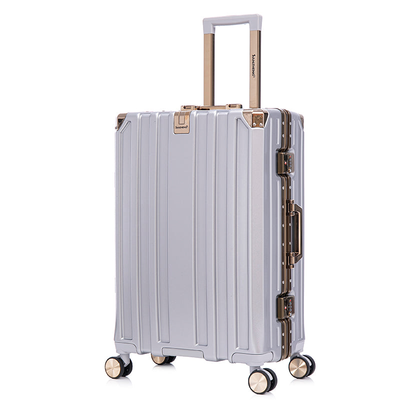 Luggage Sets Expandable Aluminum 20 24 28 Inch Three Model Set, Stylish Suitcase With Aluminum Frame Password Lock, Suitable For Travel Suitcases And Suitcases Grey Contemporary Aluminum