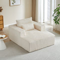 62.5 Inch Corduroy Sponge Sofa Lounge Chair,No Assembly Required,Fluffy Modern Sleeper Chair For Indoor Living Room Bedroom Beige Foam Corduroy 1 Seat