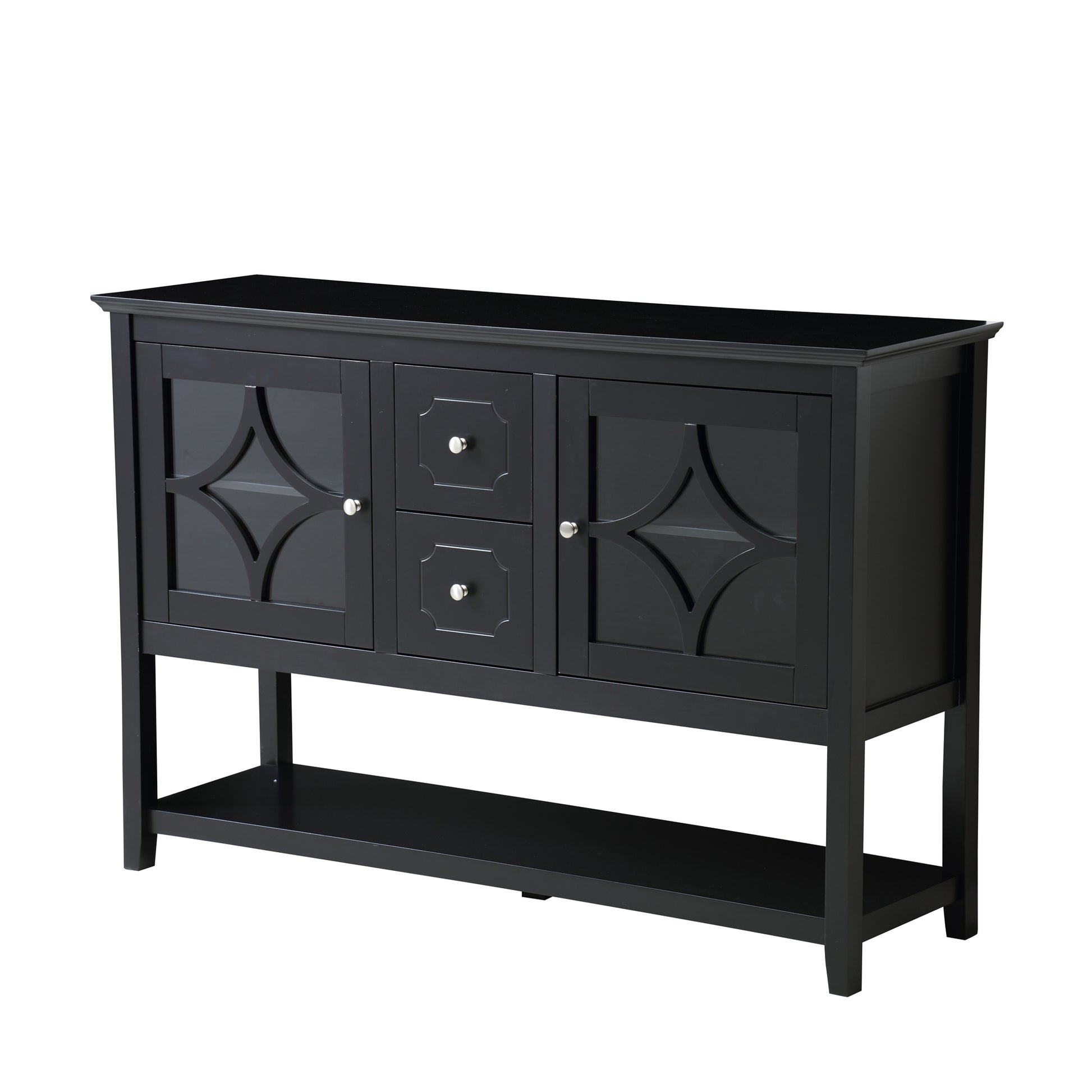 Sideboard Buffet Console Table, Media Cabinet With Adjustable Shelves, Black Black Primary Living Space Cabinets Included Mdf