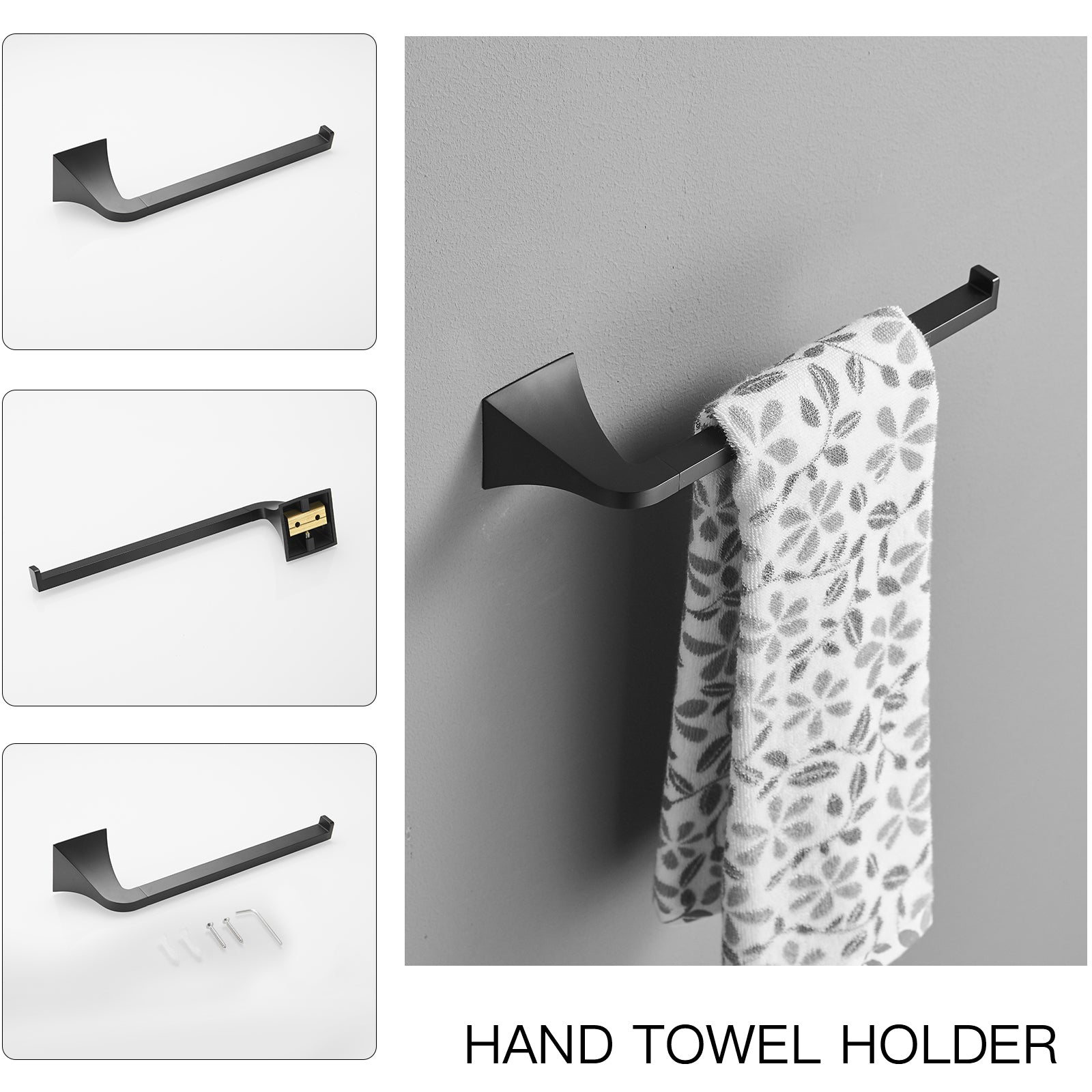 4 Piece Matte Black Bathroom Set Towel Ring, Toilet Paper Holder, Towel Hook, And 24" Towel Bar Matte Black Stainless Steel