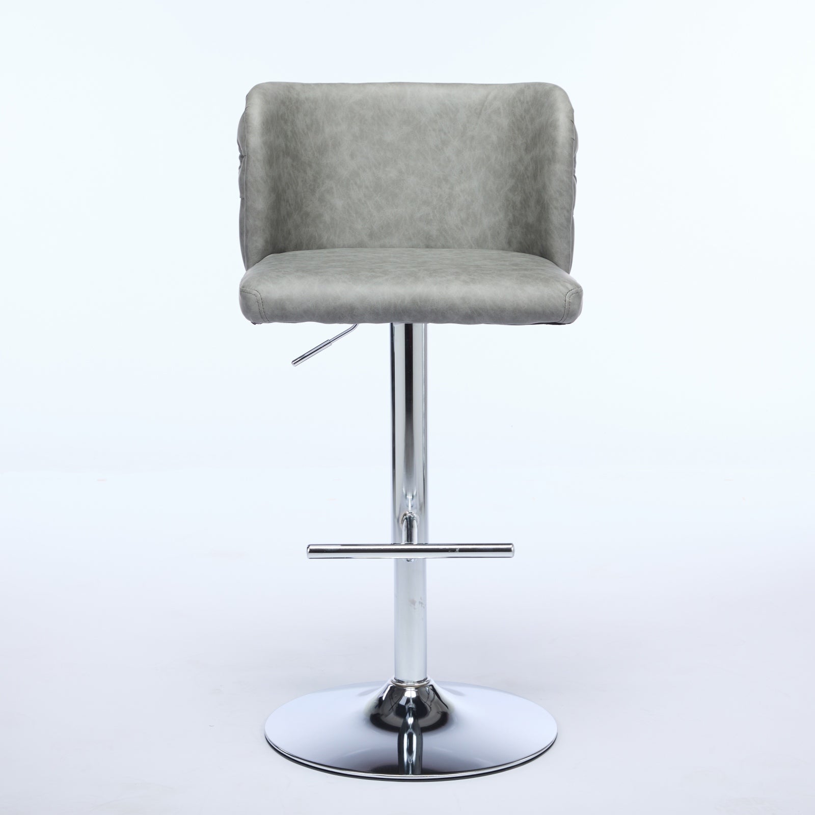 Swivel Barstools Adjusatble Seat Height With Chrome Base, Modern Pu Upholstered Bar Stools With The Whole Back Tufted, For Home Pub And Kitchen Island,Gray, Set Of 2 Gray American Design Bar Stools Set Of 2 Foam Pu Leather
