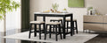 3 Piece Modern Faux Marble Versatile Bar Table Set With Storage Drawers And Padded Stools, Ideal For Space Saving Dining Nooks Or Small Kitchens Black Black Solid Wood Mdf