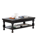 Rustic Style Antique Black 1Pc Coffee Table Open Bottom Shelf Plank Style Table Top Living Room Furniture Antique Black Primary Living Space Classic,Contemporary,Modern,Rustic,Transitional Open Storage Rectangular Coffee & End Tables Solid Wood