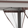 Outsunny 12' X 12' Pop Up Canopy Tent With Netting And Carry Bag, Instant Sun Shelter With 137 Sq.Ft Shade, Tents For Parties, Height Adjustable, For Outdoor, Garden, Patio, Beige And Brown Multicolor Steel