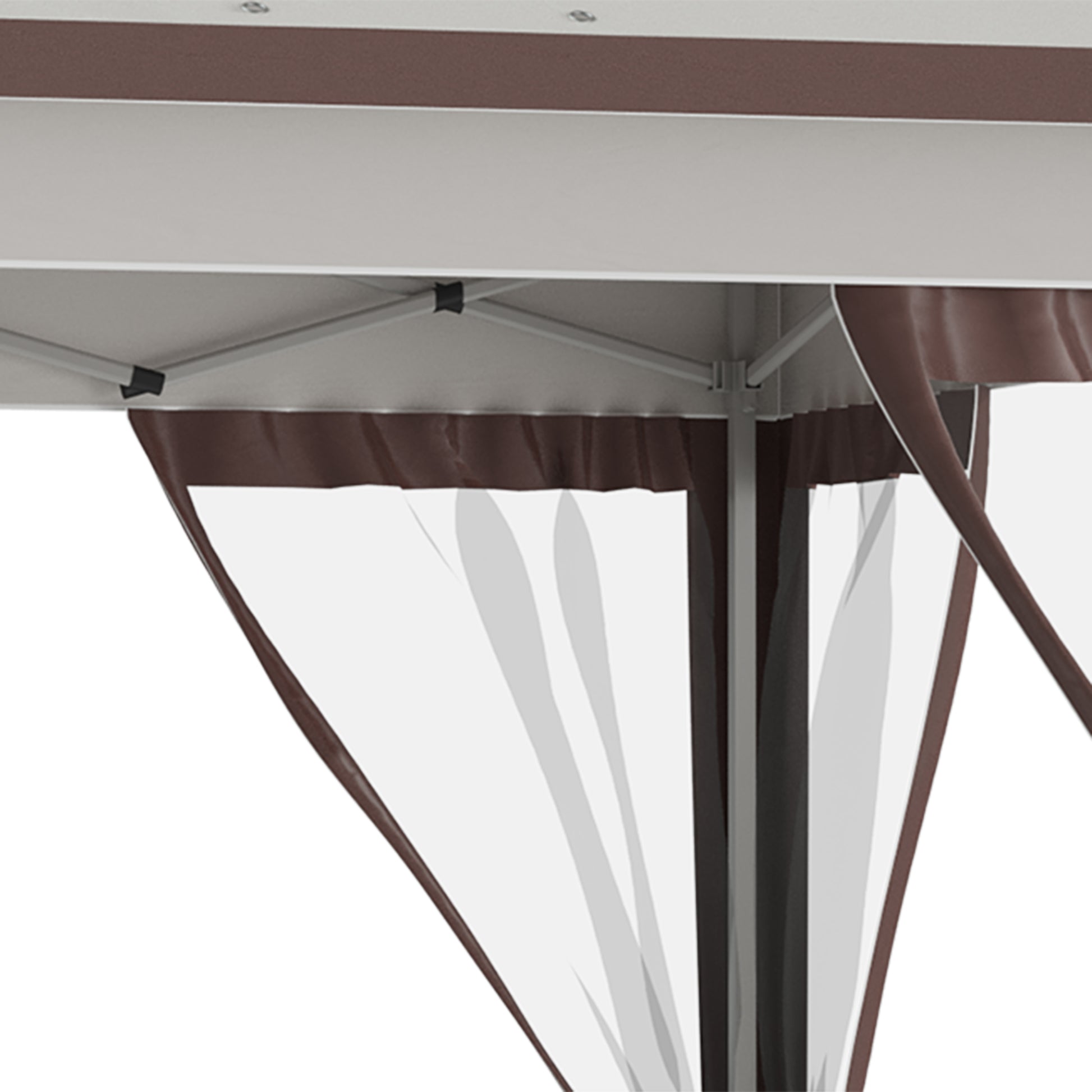 Outsunny 12' X 12' Pop Up Canopy Tent With Netting And Carry Bag, Instant Sun Shelter With 137 Sq.Ft Shade, Tents For Parties, Height Adjustable, For Outdoor, Garden, Patio, Beige And Brown Multicolor Steel