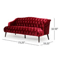 Comfy 3 Seat Sofa With Wooden Legs, Pu, For Living Room And Study Wine Red Velvet 3 Seat