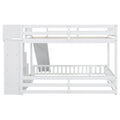 Twin Over Full Bunk Bed With Slide, Storage Staircase, Pine Solid Wooden Bunk Bed With Safety Guardrails,White White Pine