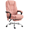 Vinsetto Massage Office Chair With Foot Rest, Executive Office Chair With 6 Vibration Point And Heat, Reclining Computer Chair, Swivel Desk Chair, Adjustable Height, Pink Pink Polyester