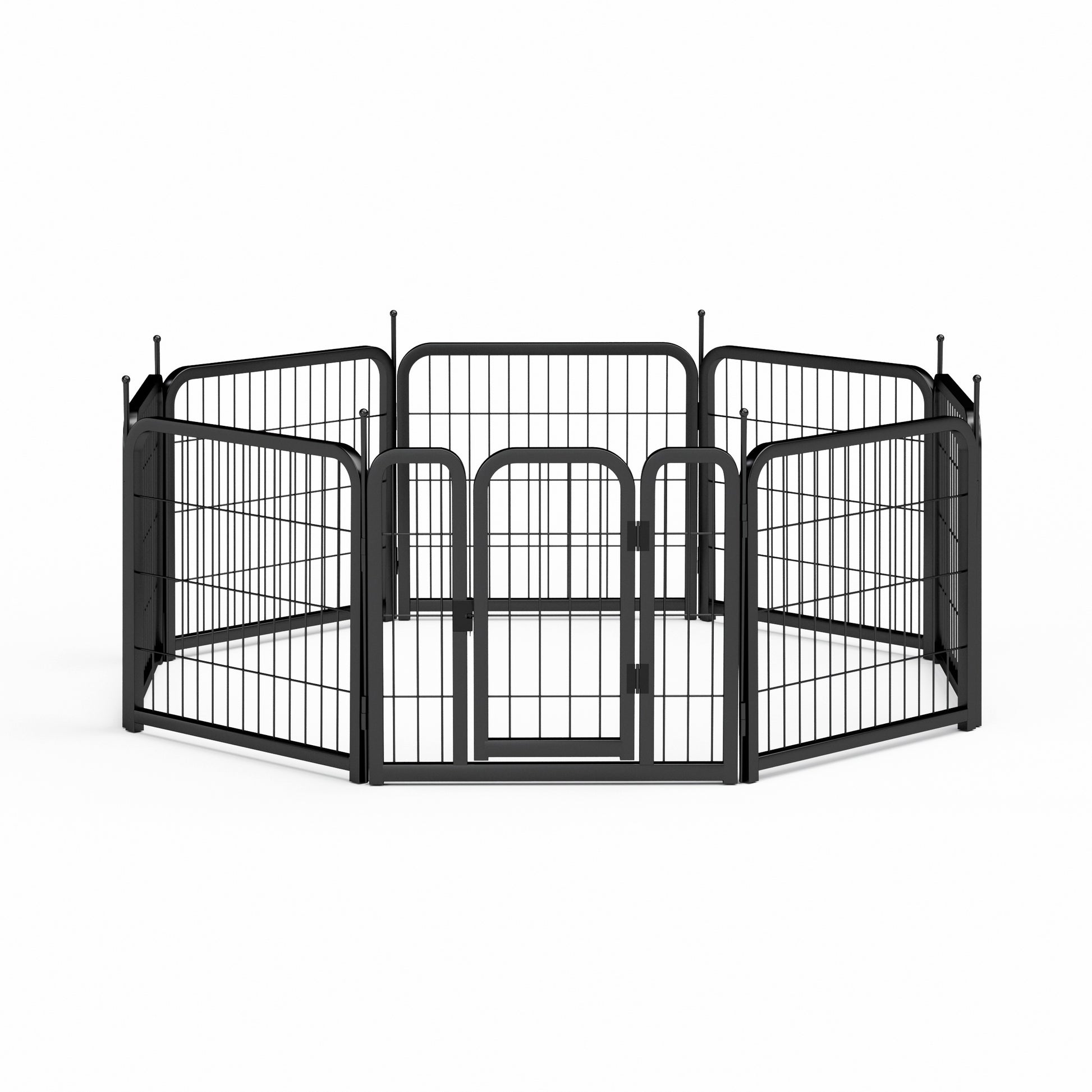 Dog Playpen Outdoor, 8 Panel Dog Fence 24" Pet Pen For Small Dogs Pet Exercise Pen For Puppy Rabbit Small Animals Portable Playpen For Rv Camping Garden Yard, Indoor. Black, 22.2'' W X 23.6'' H. Black Iron