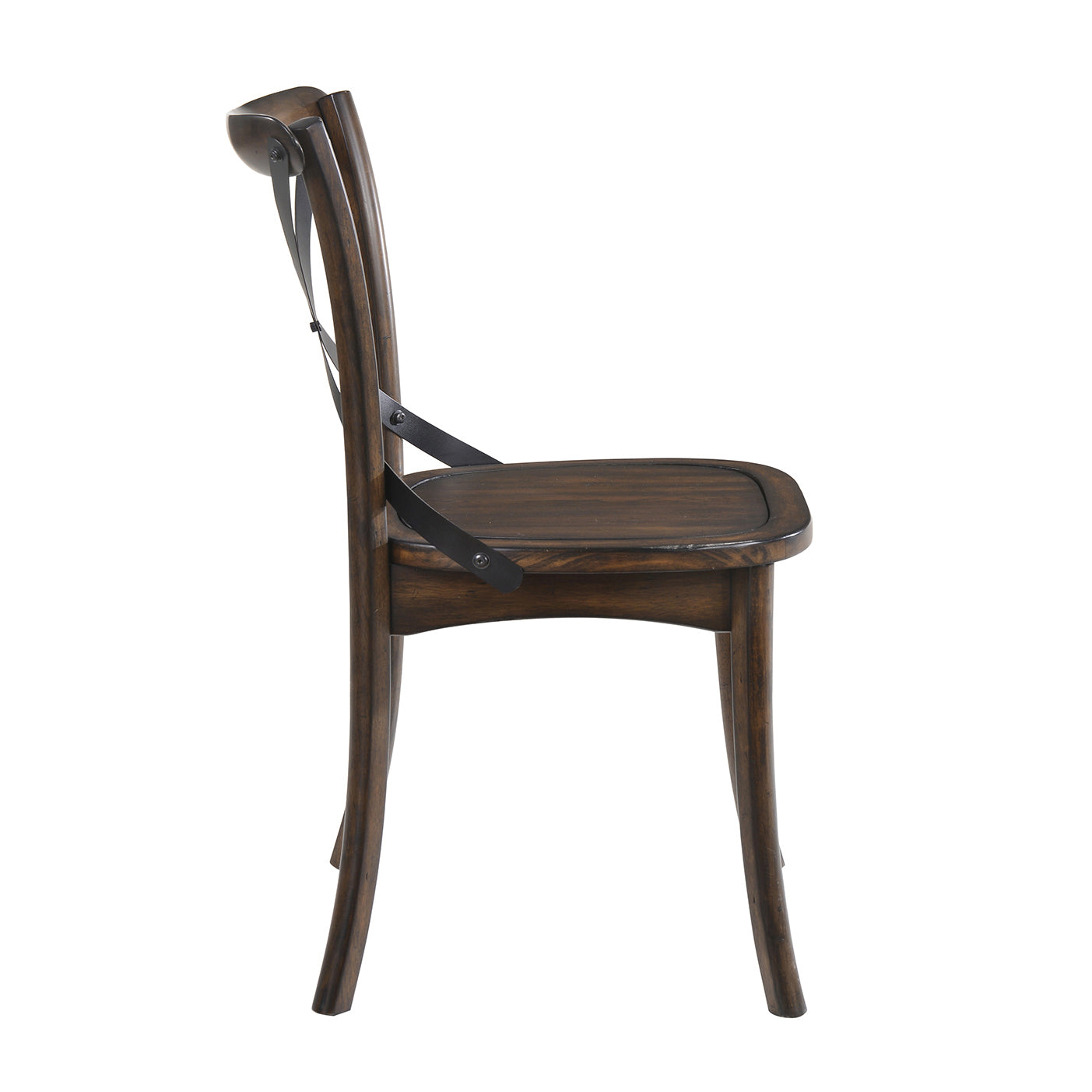 Dark Oak And Black Side Chair With X Shape Back Set Of 2 Rubberwood Solid Black Brown Dining Room Mid Century Modern Side Chair Rubberwood Cross Back Set Of 2 Wood Metal