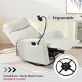 Rocking Recliner Chair,360 Degree Swivel Nursery Rocking Chair,Glider Chair,Modern Small Rocking Swivel Recliner Chair For Bedroom,Living Room Chair Home Theater Seat,Phone Holder Light Gray Solid Light Brown Primary Living Space Push Button Rubberwood