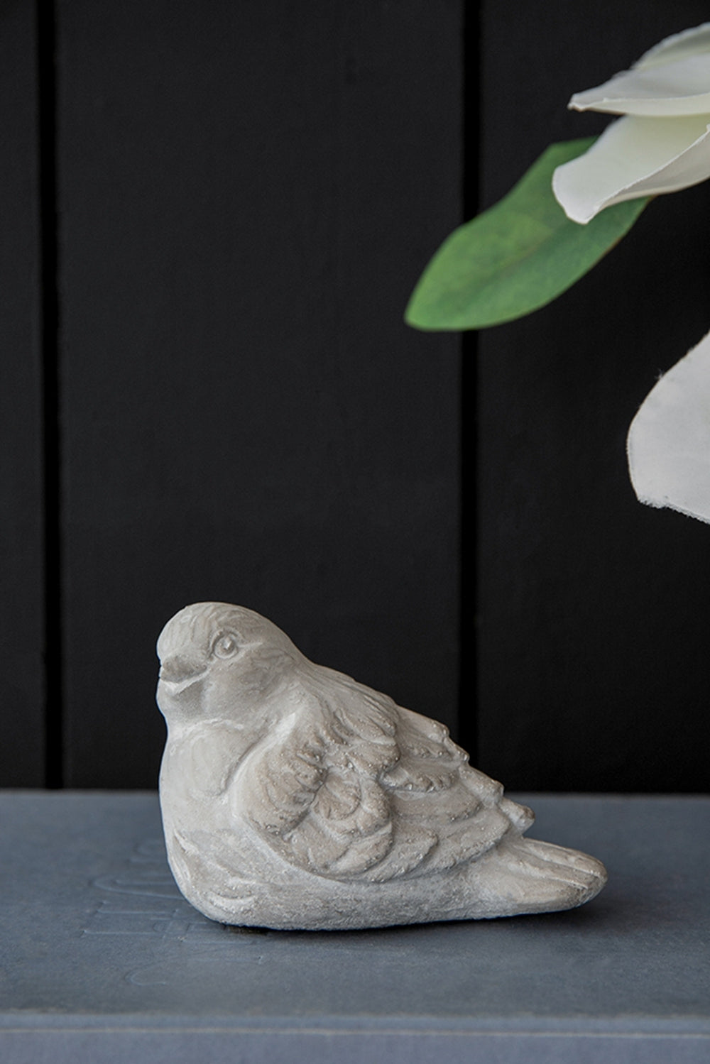 Set Of 2 Skye Sparrow Bird Accents, 5X3.5X5" Antique Gray Cement